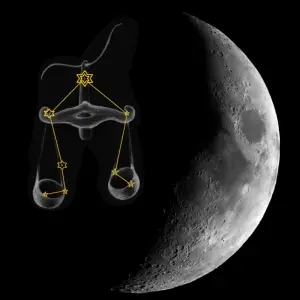 Dorůstající luna ve vahách